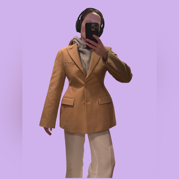 🍒 THE FRANKIE SHOP - Colette Camel Hourglass Blazer XS/S - Picture 3 of 6